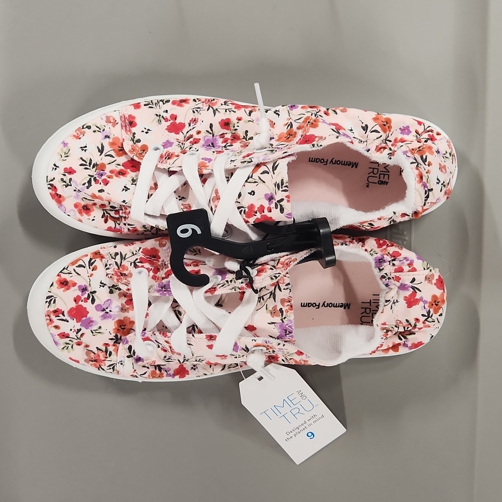Brand new Time and Tru floral slip on sneakers
